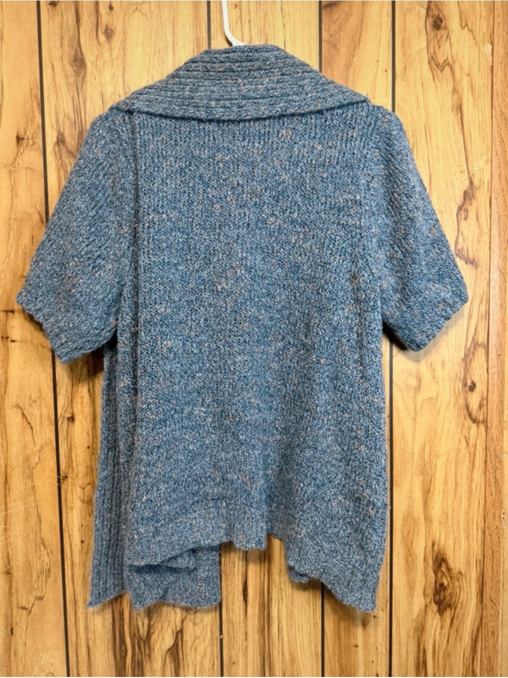Charter Club Heathered Blue Open-Front Short Sleeve Cardigan - Picture 3 of 3